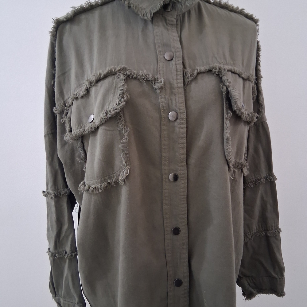 Elan Military Style Olive Jacket - Picture 6 of 10